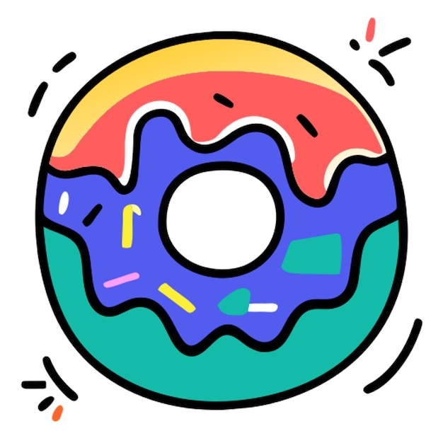 a delicious donut icon doodle offset fill