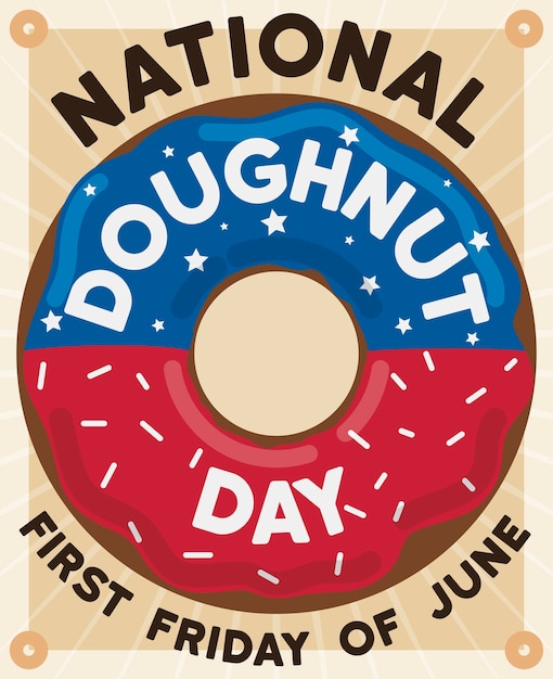 Delicious donut with American elements and colors in glaze for Doughnut Day