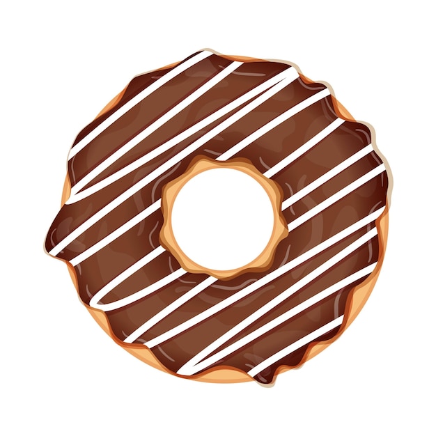 Delicious donut with chocolate and white icing isolated on white background