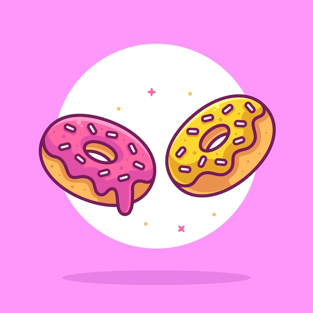 Delicious Doughnuts illustration Food or Dessert Logo Vector Icon Illustration in Flat Style