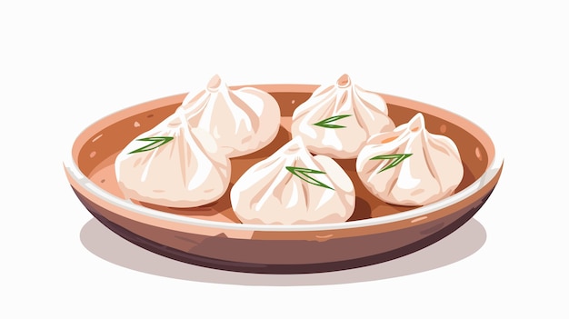 Vector delicious dumplings on plate white background closeup