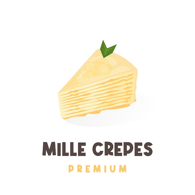 Delicious durian flavored mille crepes vector illustration logo