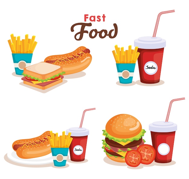 delicious fast food icons vector illustration design