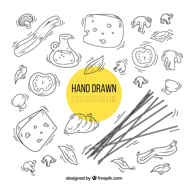 Delicious food background with hand drawn style