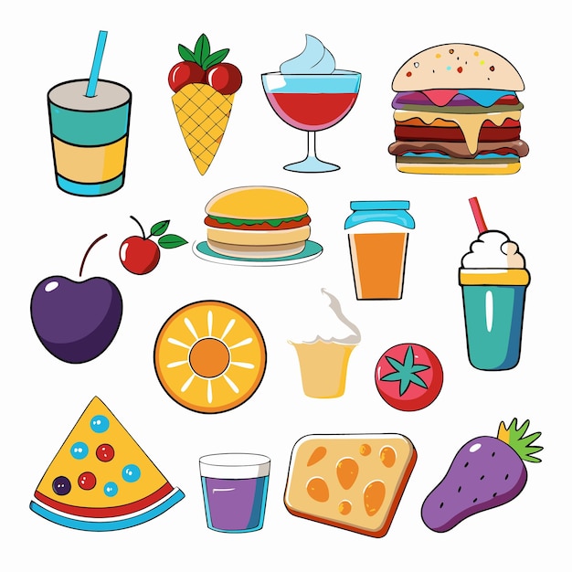 Vector delicious food and drink icons perfect for restaurant menus and branding