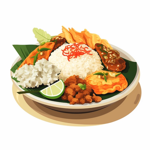 delicious food illustration indonesia traditional dish dinner indonesian lunch vector menu