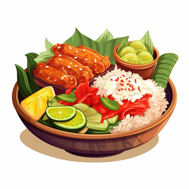 delicious food illustration indonesia traditional dish dinner indonesian lunch vector menu