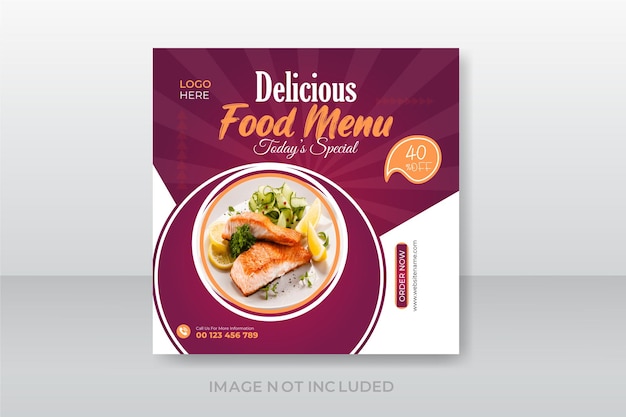 Delicious food menu banner design template