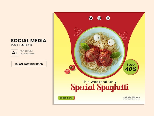 Delicious food menu and culinary social media promotion template Premium Vector