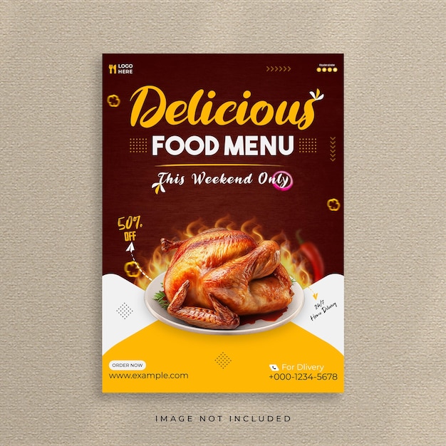 delicious food menu flyer or poster template design