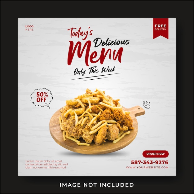 Delicious food menu promotion social media instagram post banner template