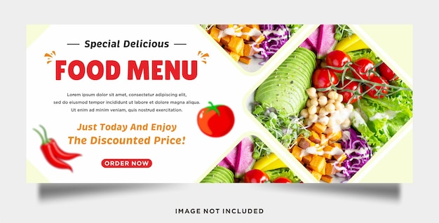 Delicious food menu and restaurant banner template