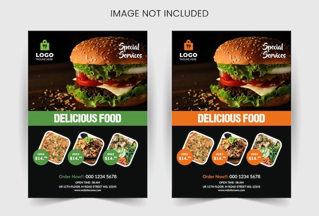 Delicious food menu and restaurant flyer template design