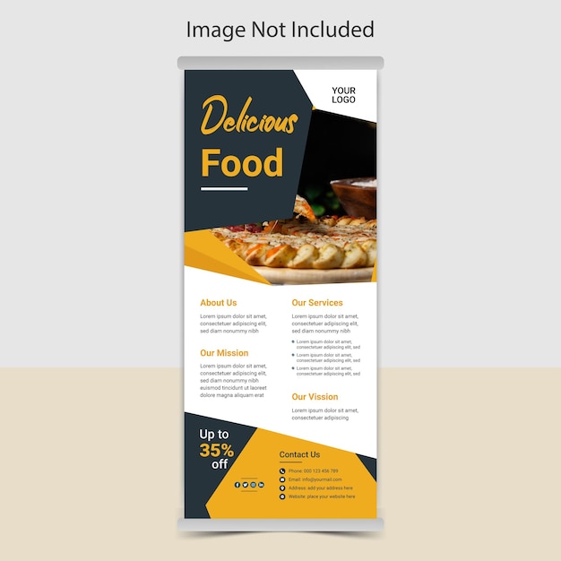 Delicious food menu roll up or billboard design template