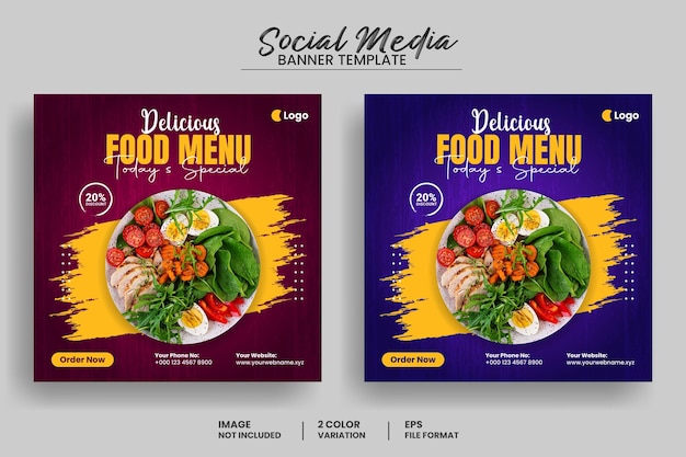 Delicious food menu social media post banner template and Instagram banner template