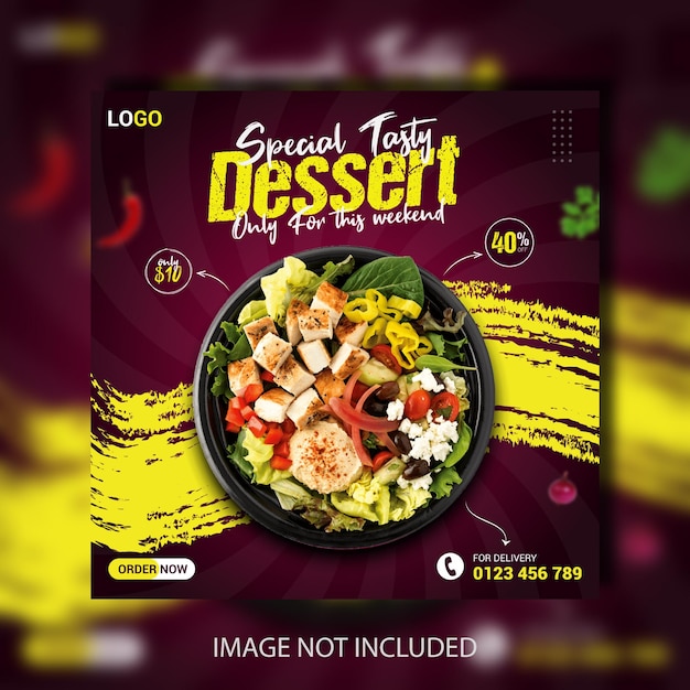 Delicious food menu social media post and instagram banner design template