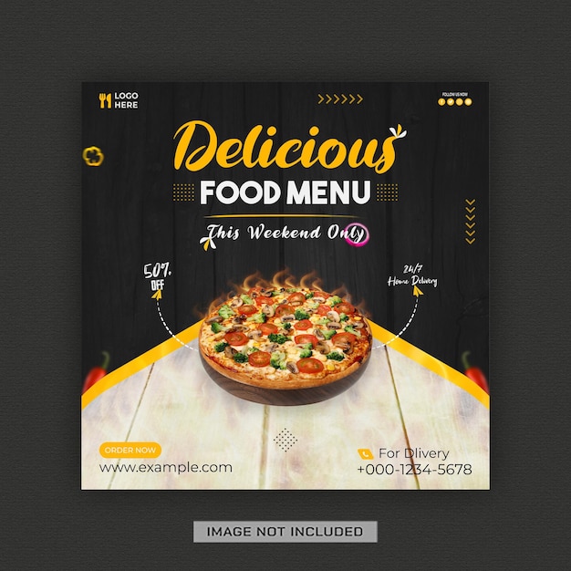 delicious food menu social media post template design