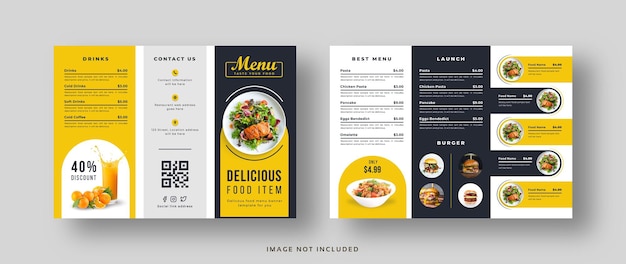 delicious food menu trifold brochure for restaurant