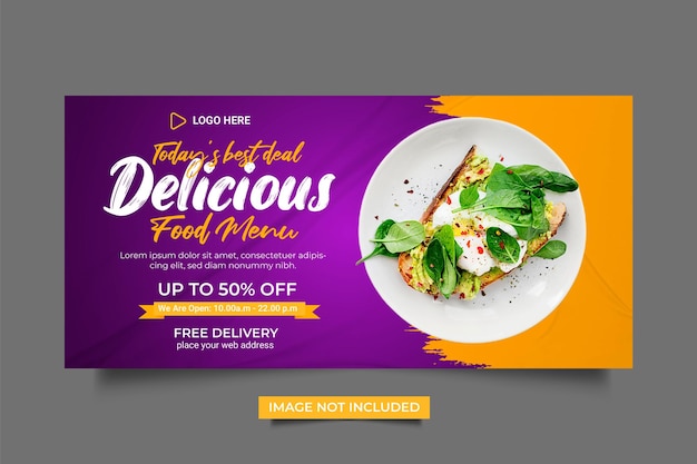 Delicious food menu web banner template design