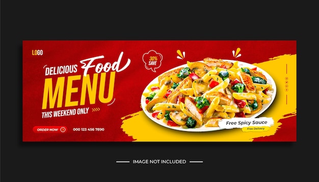 Delicious food promotion social media facebook cover design template