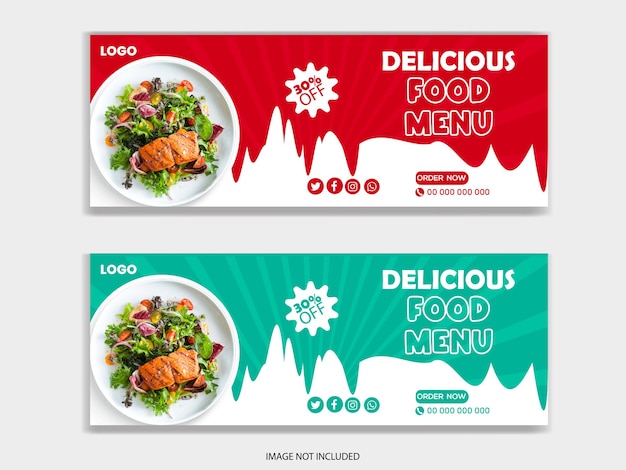 Vector delicious food social media cover x banner design