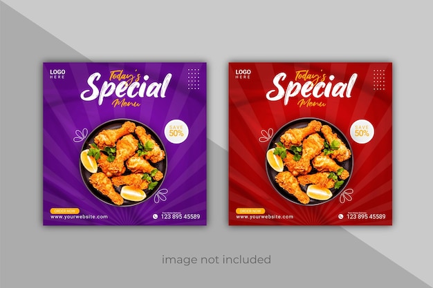 Delicious Food social media promotion and banner post cover template