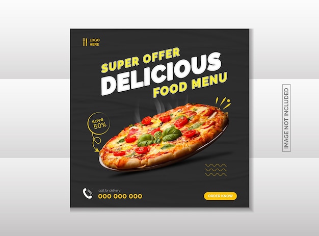 Vector delicious food social media promotion banner post design template