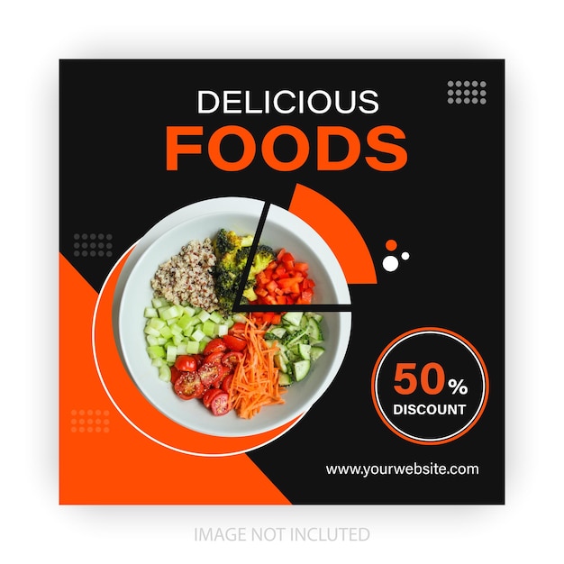 Delicious food social media template promotion banner post design