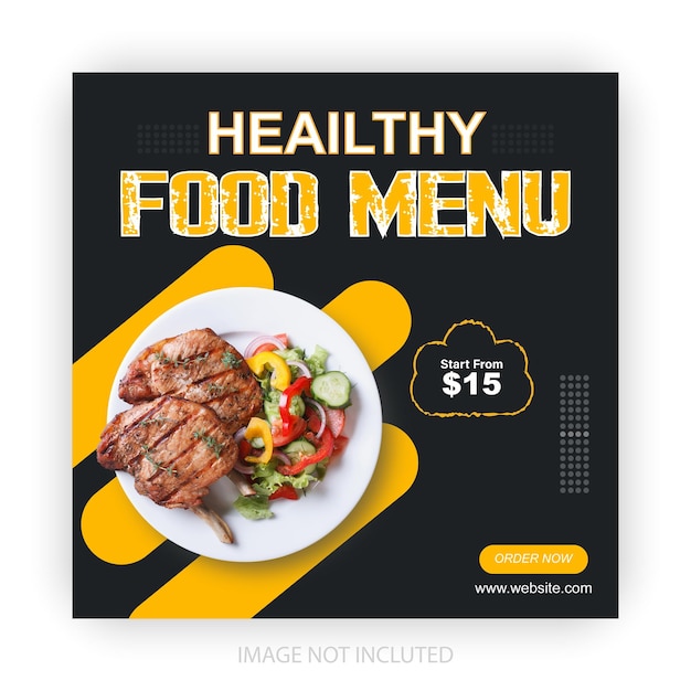 Delicious food social media template promotion banner post design