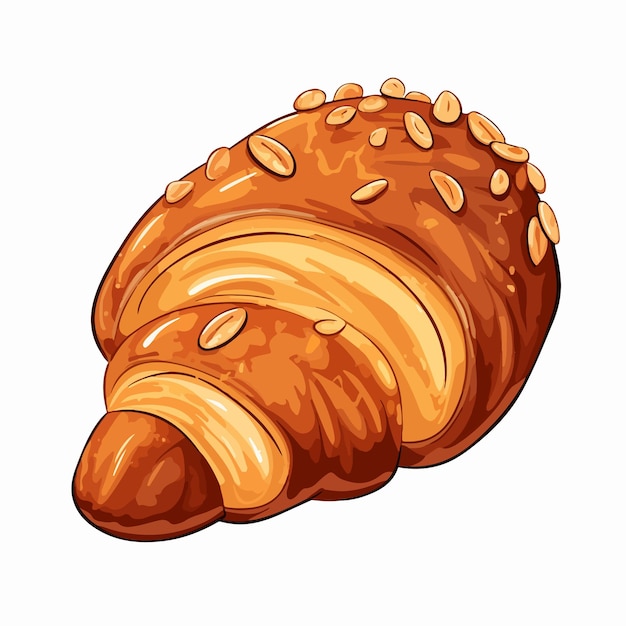 Vector delicious french almond croissant on white background