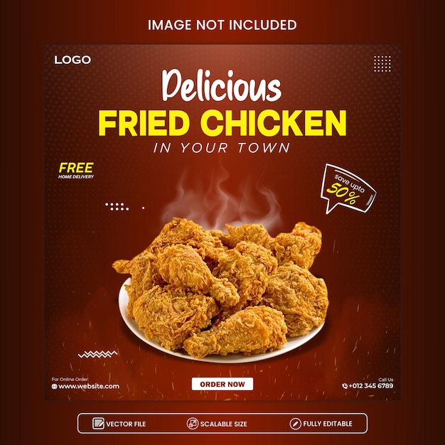 Delicious Fried Chicken social media banner template