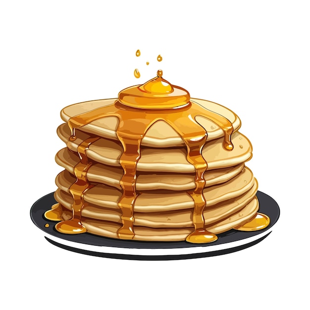 Delicious Golden Fluffy Pancakes with Honey vector