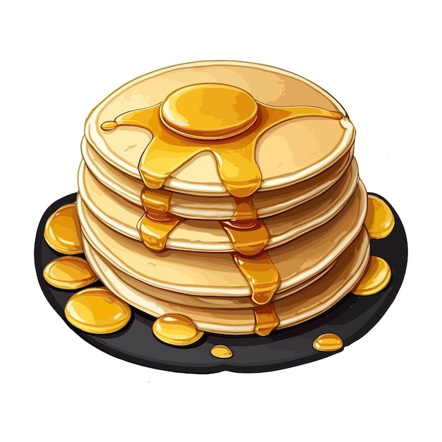 Delicious Golden Fluffy Pancakes with Honey vector