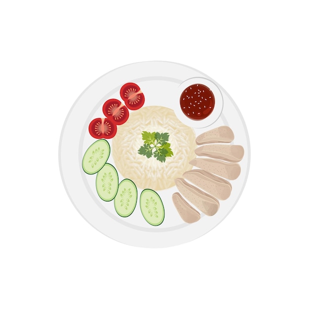 Delicious Hainanese Chicken Rice Illustration Logo