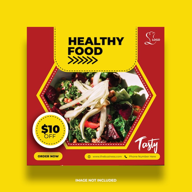 Delicious healthy restaurant food social media post abstract promotion template