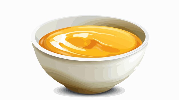 Vector delicious honey mustard sauce bowl on white background