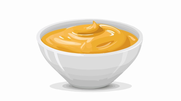 Vector delicious honey mustard sauce bowl on white background