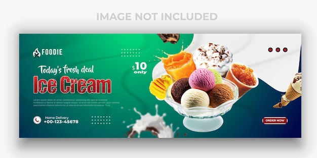 Vector delicious ice cream facebook cover and super chocolate banner design template