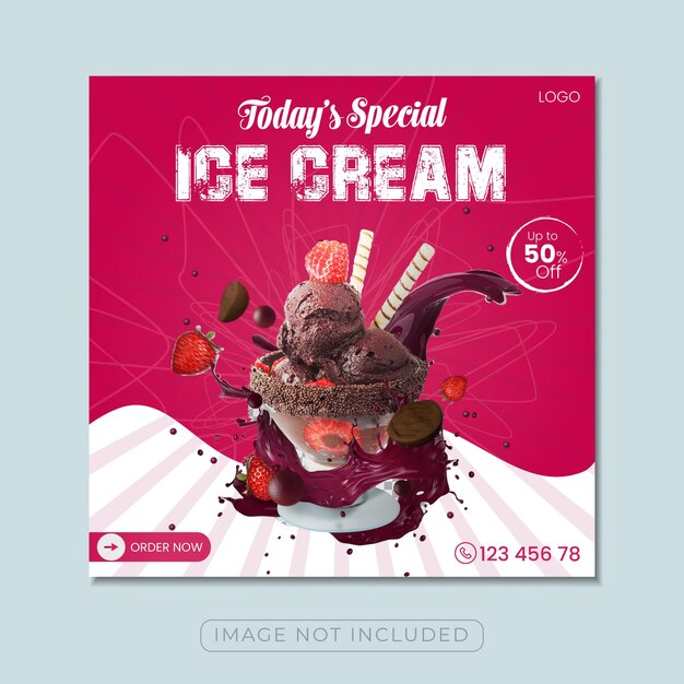 Vector delicious ice cream social media banner design template