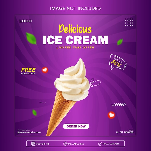 Delicious Ice Cream Social Media Banner Template