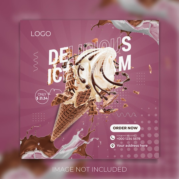 Delicious Ice Cream Social Media Post Template