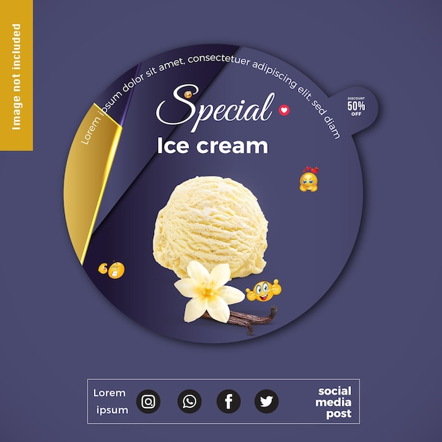 Delicious ice cream social media promotion banner and poster