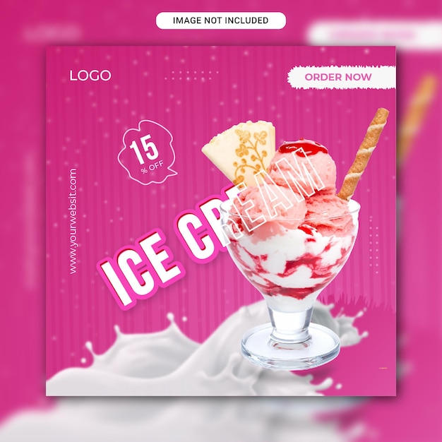 Delicious ice cream social media promotional and Instagram food post design template