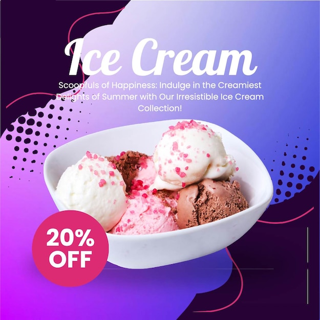 Vector delicious ice cream summer promotion templates social media post banner template