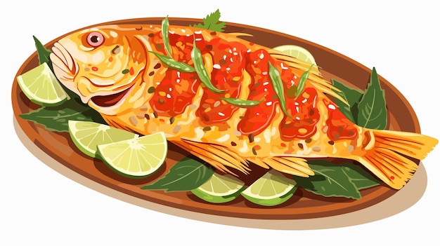 Vector delicious ikan pepes a traditional indonesian dish with vibrant presentation