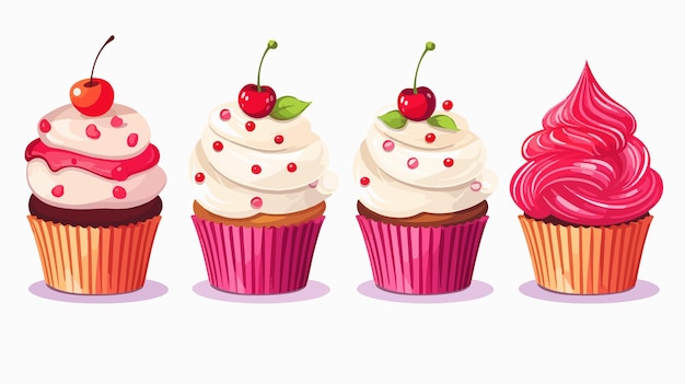 Delicious Isolated Cupcakes on White Background