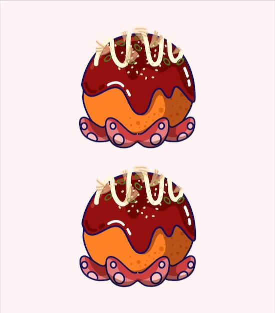 Delicious Japanese Takoyaki Vector Illustration