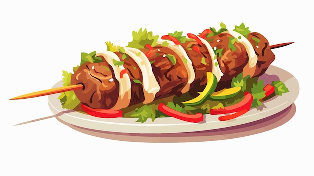 Vector delicious kebab flat style isolated on white background for food concept