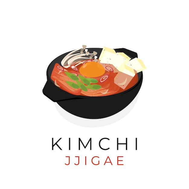 Delicious Kimchi Jjigae Illustration Logo