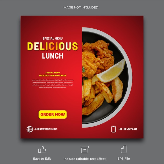 delicious lunch simple social Media Post template